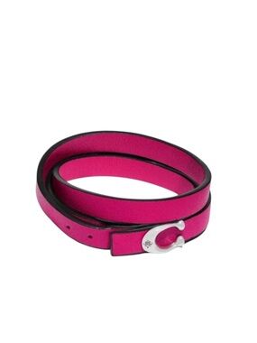 Coach Signature Leather Bracelet In Bright Pink